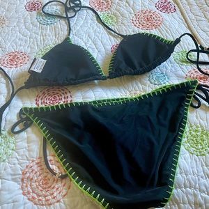 String Bikini with Crochet Trim